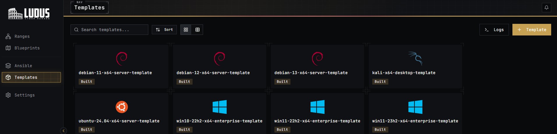 A screenshot showing the Templates Overview